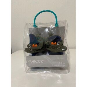Robeez Crocodile Snap Booties Crib Shoes Size 3-6 Months NEW
